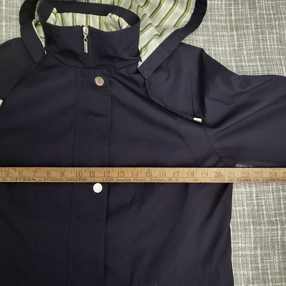 MACKINTOSH New England Rain Wind Breaker Jacket Removable Hood Navy Women's S - Picture 7 of 16